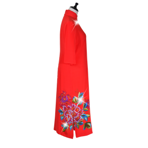 【PEONY】100%  Silk Crystal Cheongsam