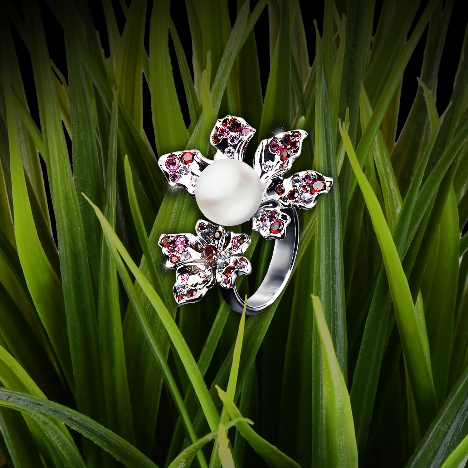 【BAUHINIA】925 Sterling Silver Pink & Purple Gemstone Ring