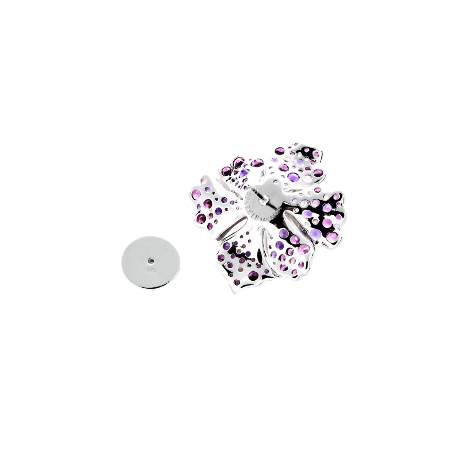 【NEMOPHILA】925 Sterling Silver Pink & Purple Gemstone Earrings