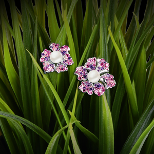 【NEMOPHILA】925 Sterling Silver Pink & Purple Gemstone Earrings