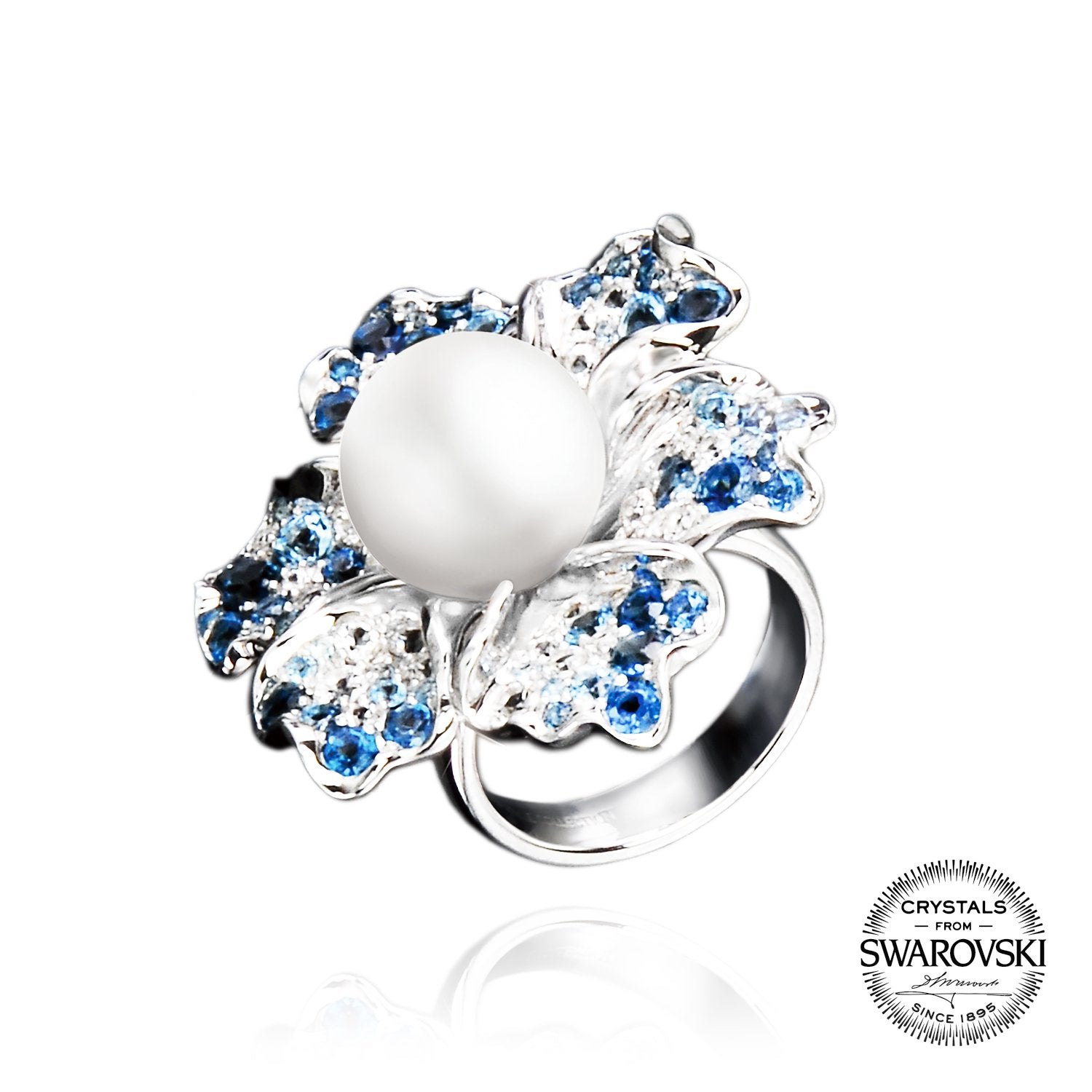 【NEMOPHILA】925 Sterling Silver Blue & White Gemstone Ring