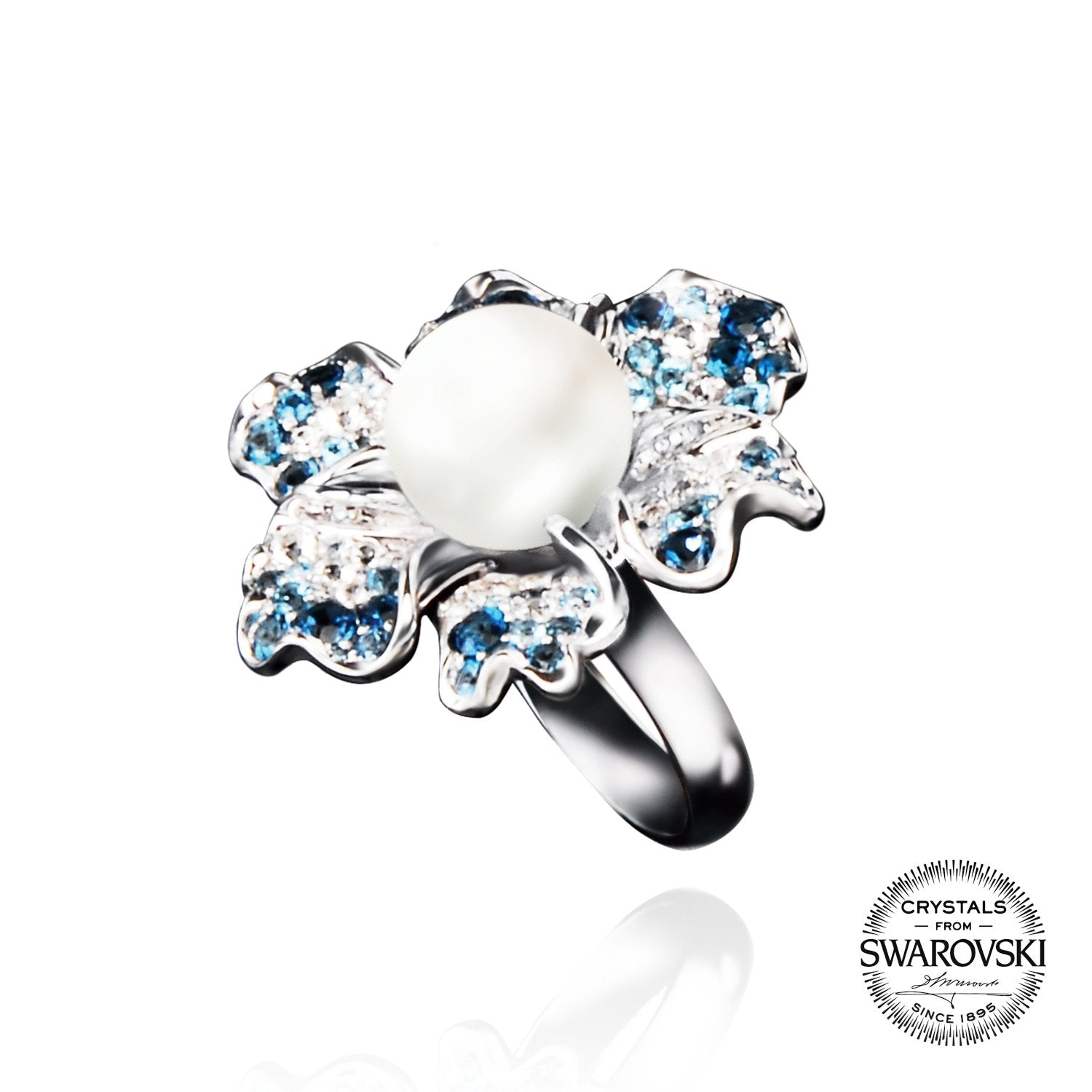 【NEMOPHILA】925 Sterling Silver Blue & White Gemstone Ring