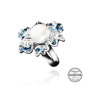 【NEMOPHILA】925 Sterling Silver Blue & White Gemstone Ring