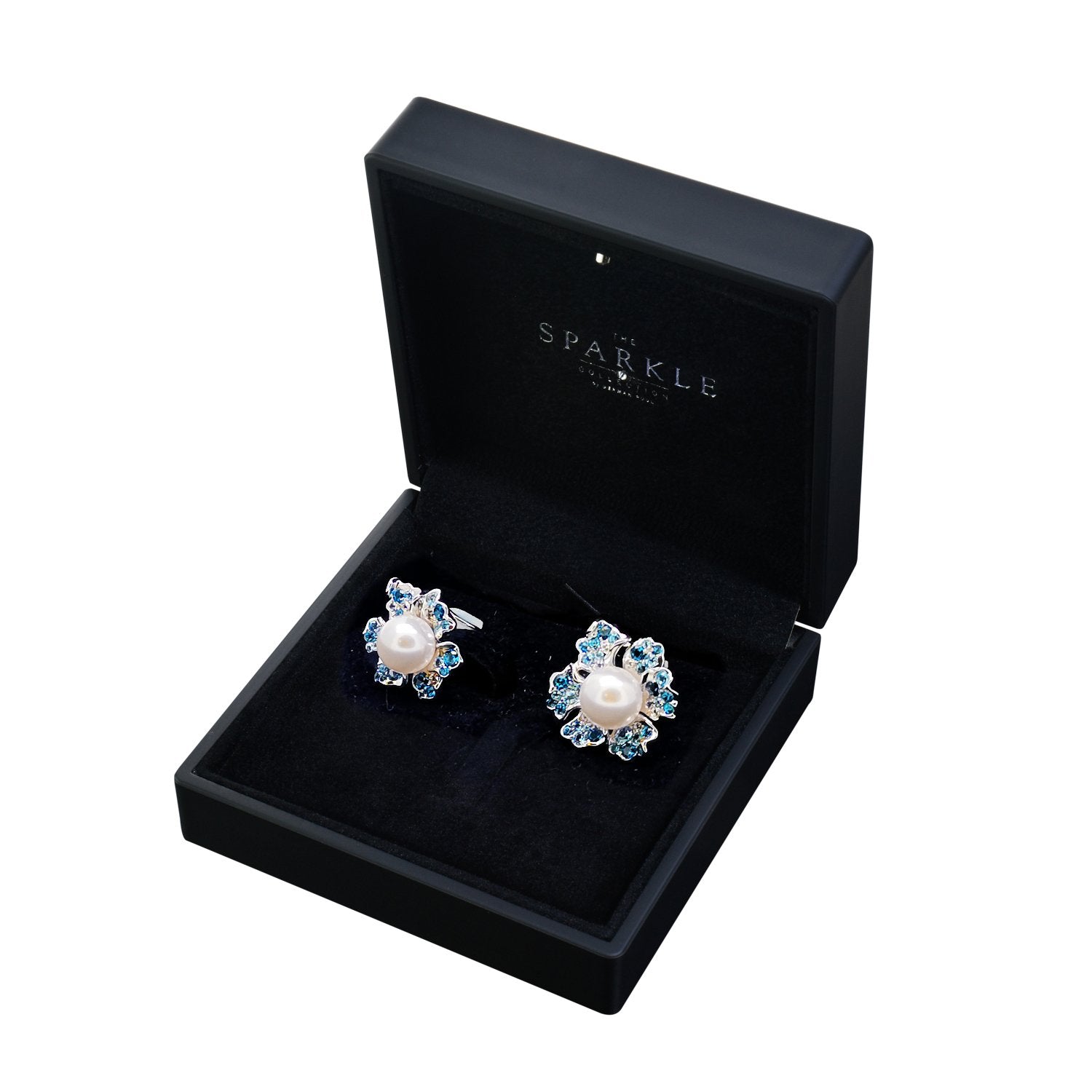 【NEMOPHILA】925 Sterling Silver Blue & White Gemstone Earrings(Earring Clips)