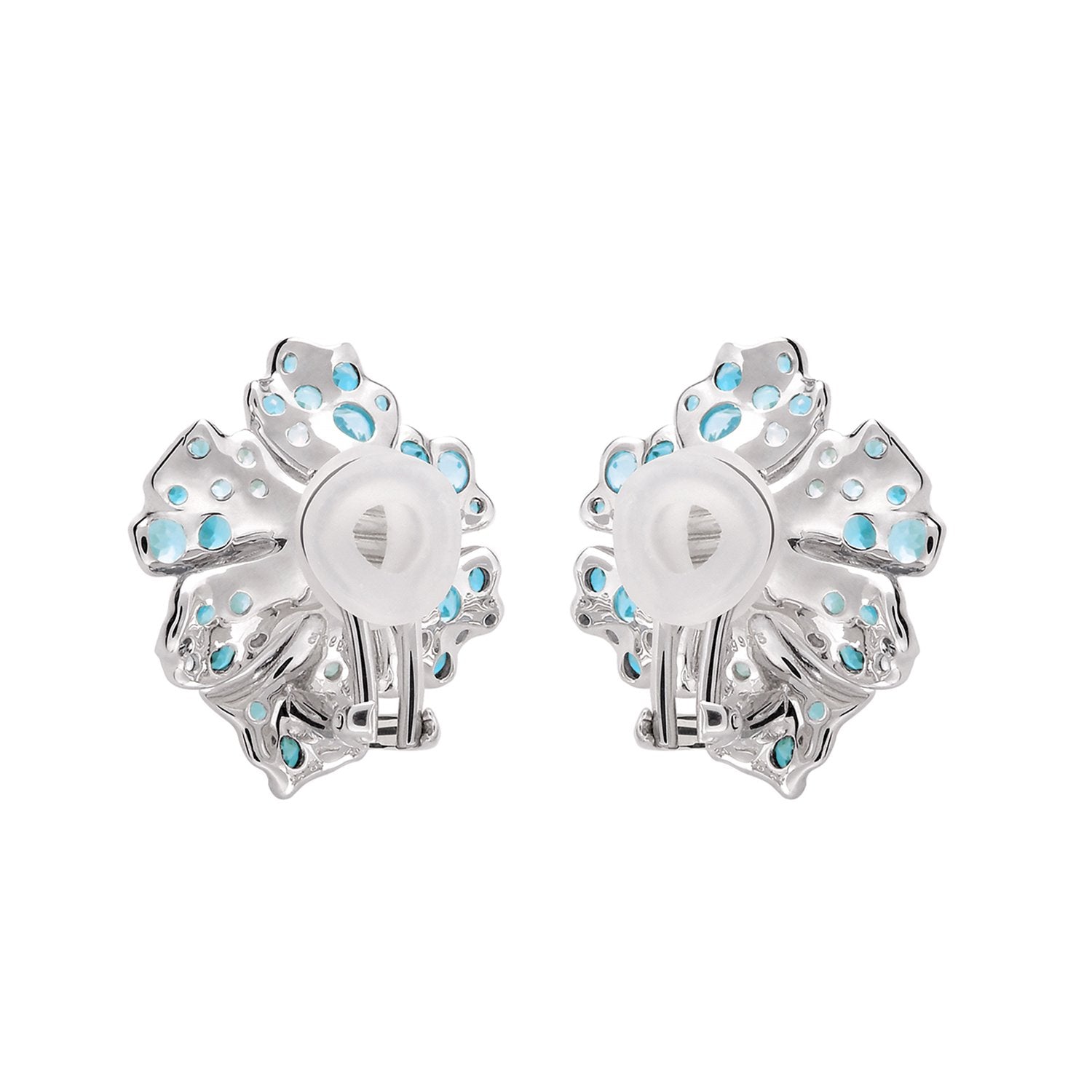 【NEMOPHILA】925 Sterling Silver Blue & White Gemstone Earrings(Earring Clips)