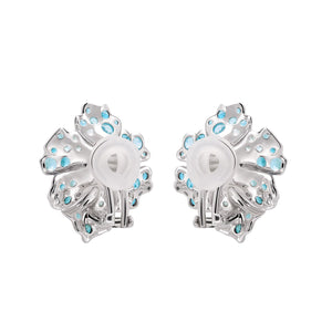 【NEMOPHILA】925 Sterling Silver Blue & White Gemstone Earrings(Earring Clips)