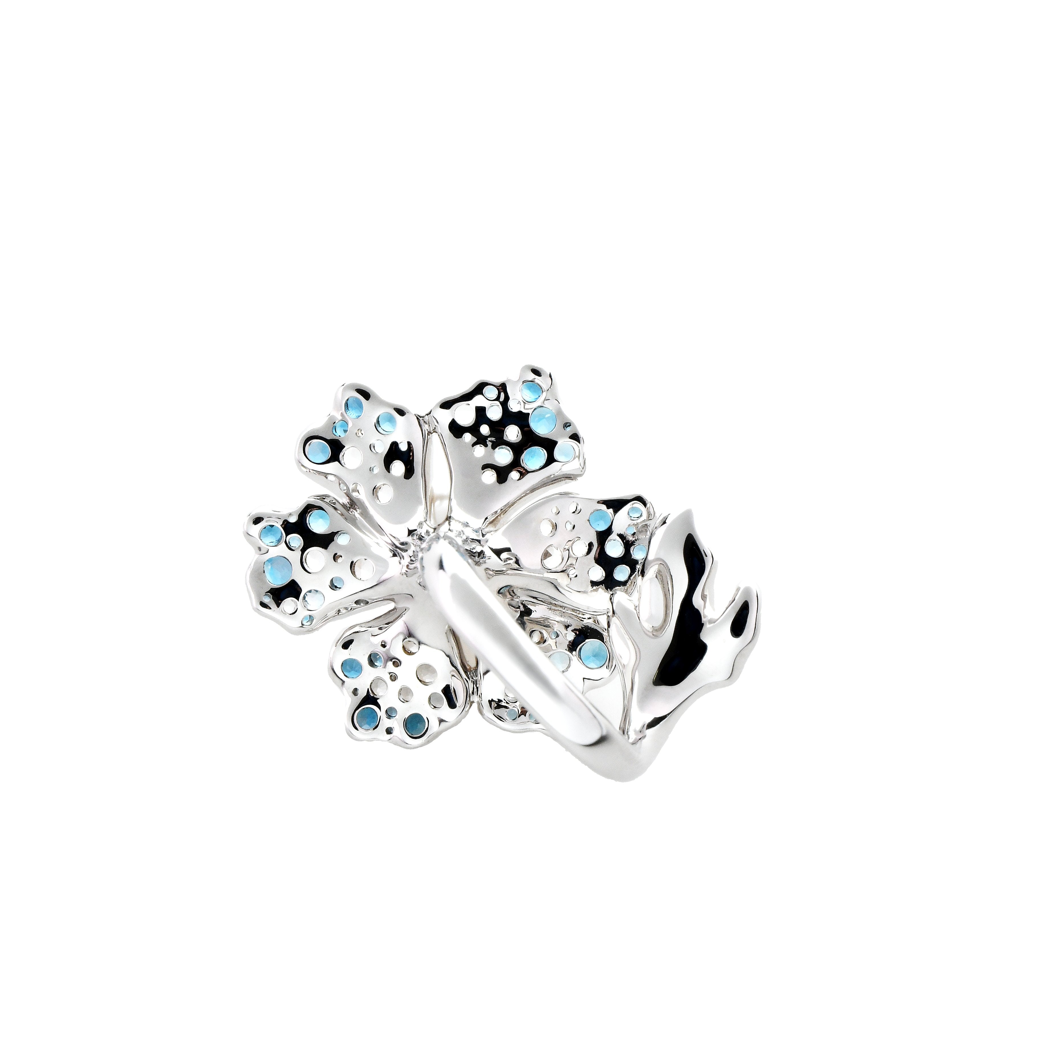 【NEMOPHILA】925 Sterling Silver Blue & White Gemstone Ring