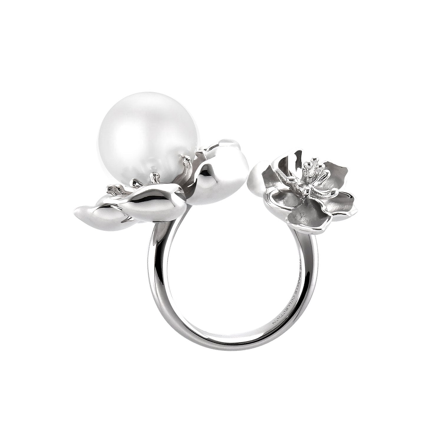 【PEONY】925 Sterling Silver Ring with Crystal Pearl