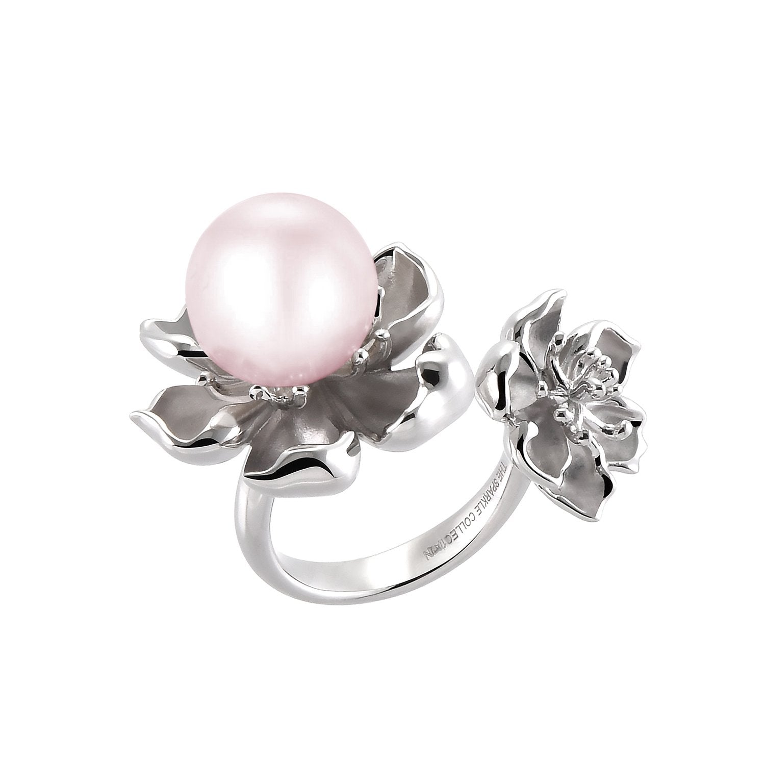 【PEONY】925 Sterling Silver Ring with Crystal Pearl