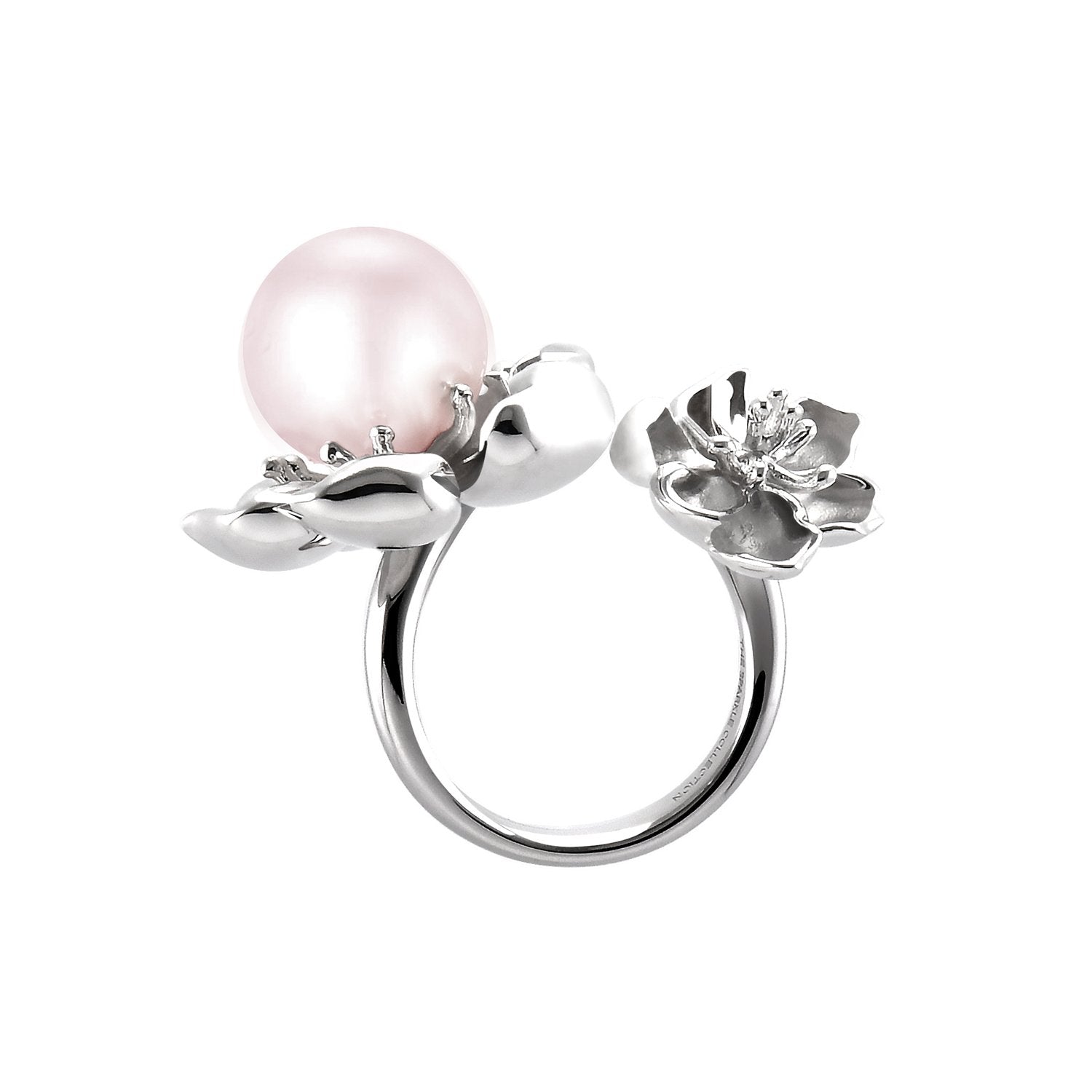 【PEONY】925 Sterling Silver Ring with Crystal Pearl