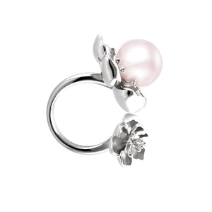 【PEONY】925 Sterling Silver Ring with Crystal Pearl