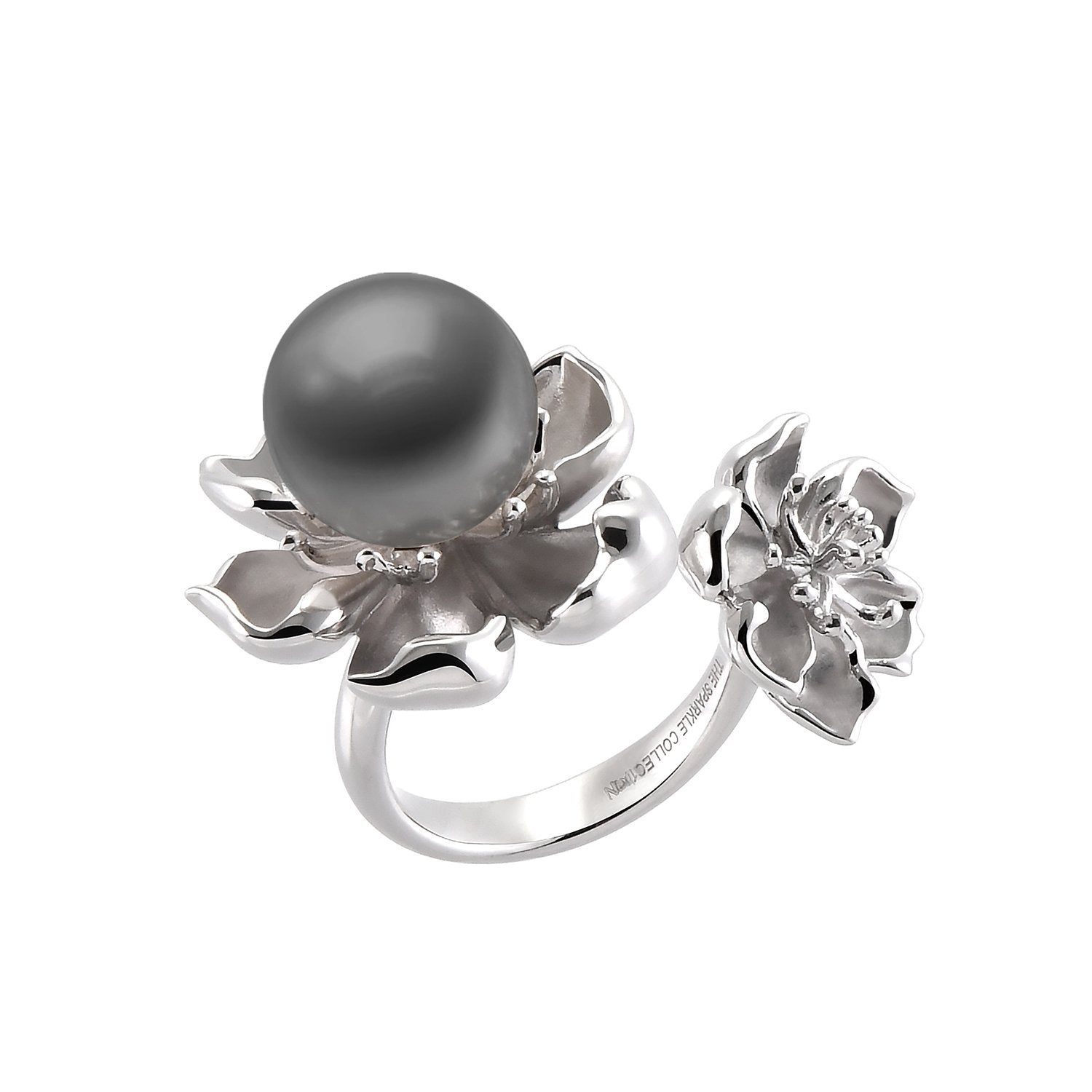 【PEONY】925 Sterling Silver Ring with Crystal Pearl