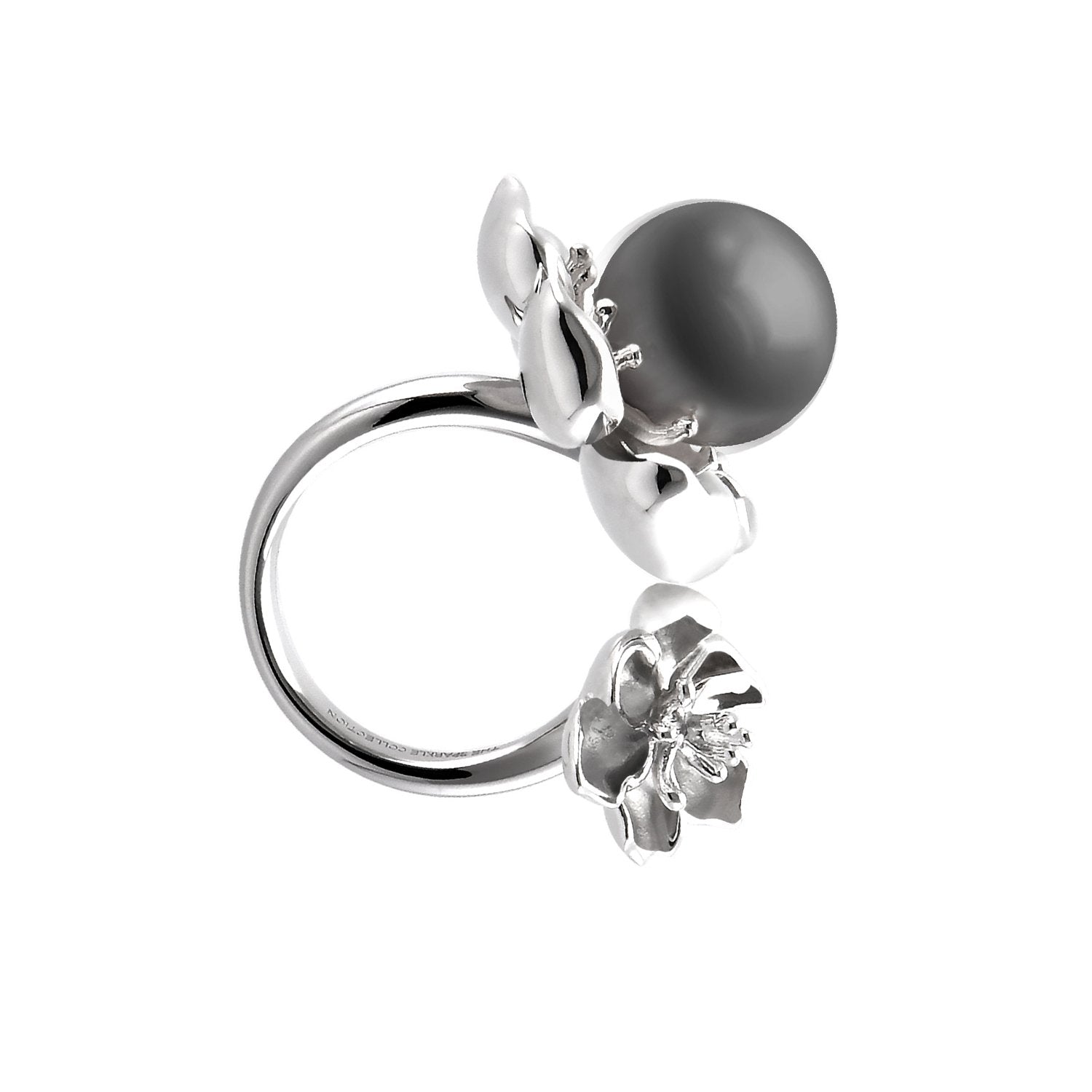 【PEONY】925 Sterling Silver Ring with Crystal Pearl