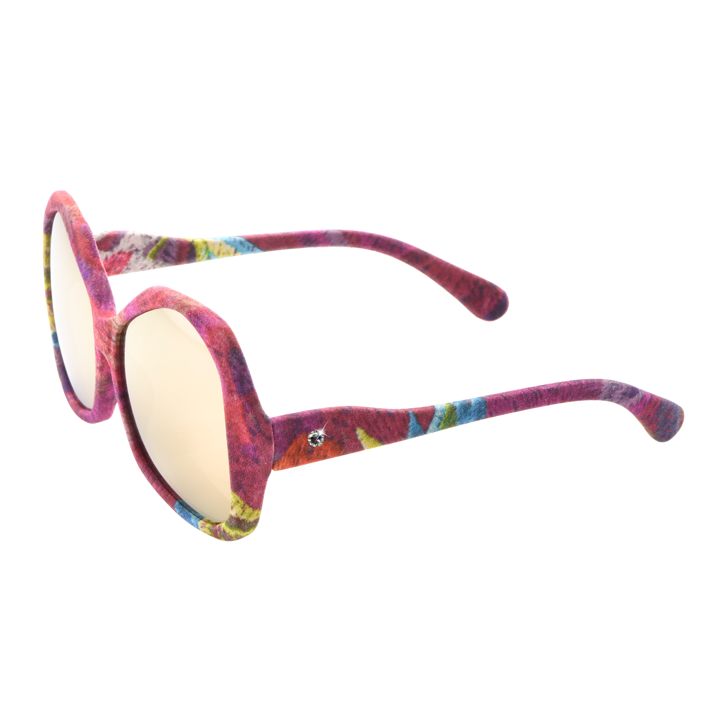 【PEONY】Hand-made 100% Silk-wrapped Sunglasses with Crystals UV400