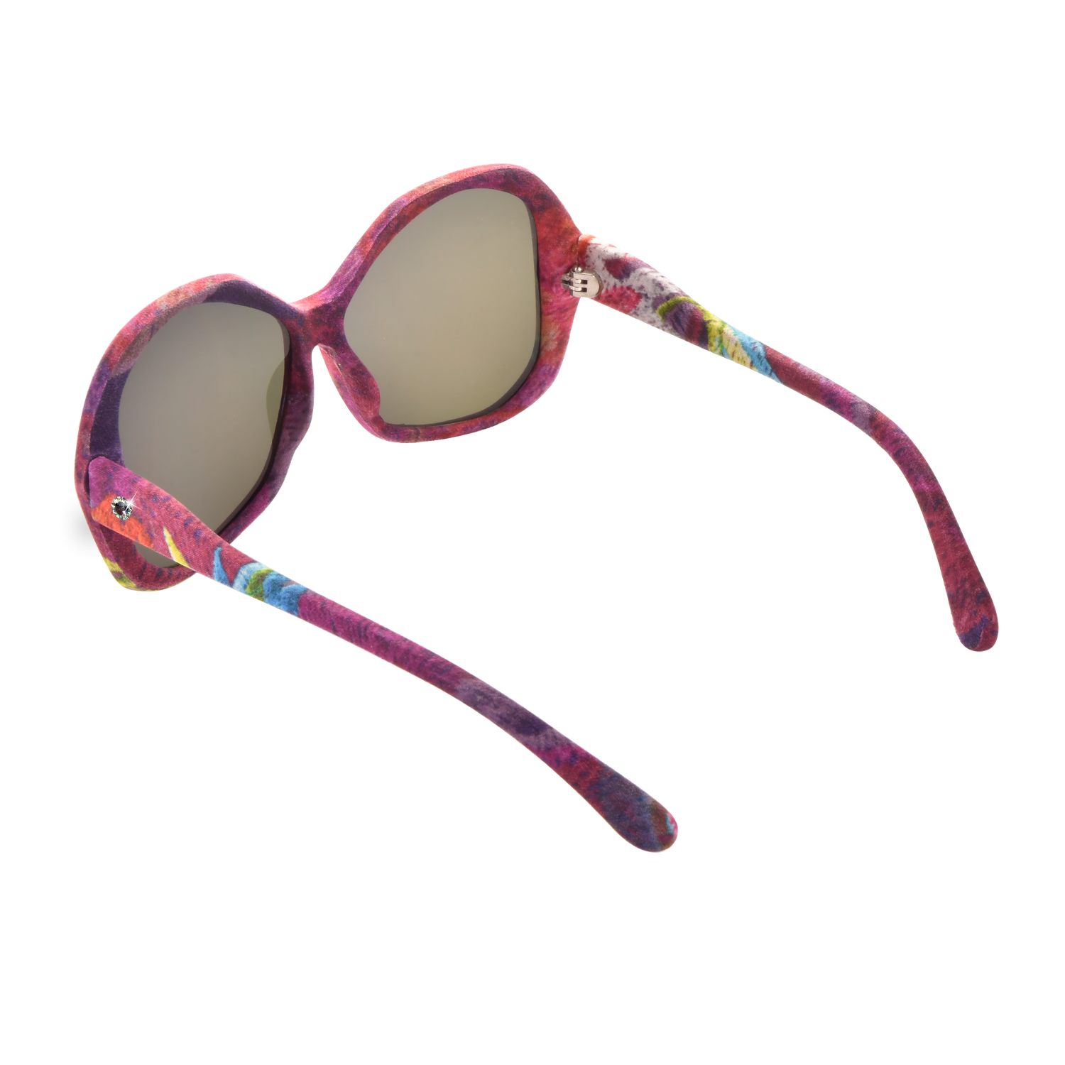 【PEONY】Hand-made 100% Silk-wrapped Sunglasses with Crystals UV400