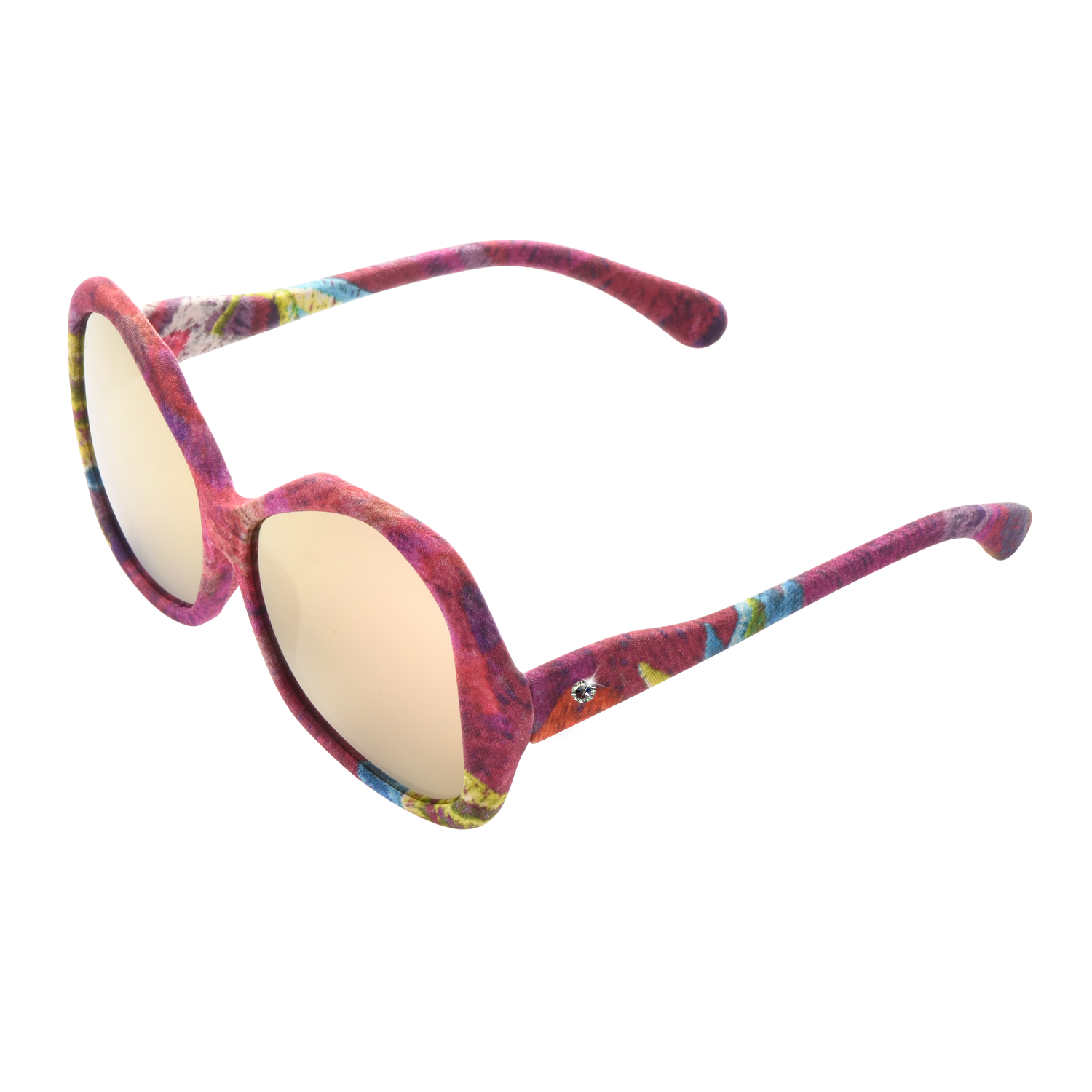 【PEONY】Hand-made 100% Silk-wrapped Sunglasses with Crystals UV400