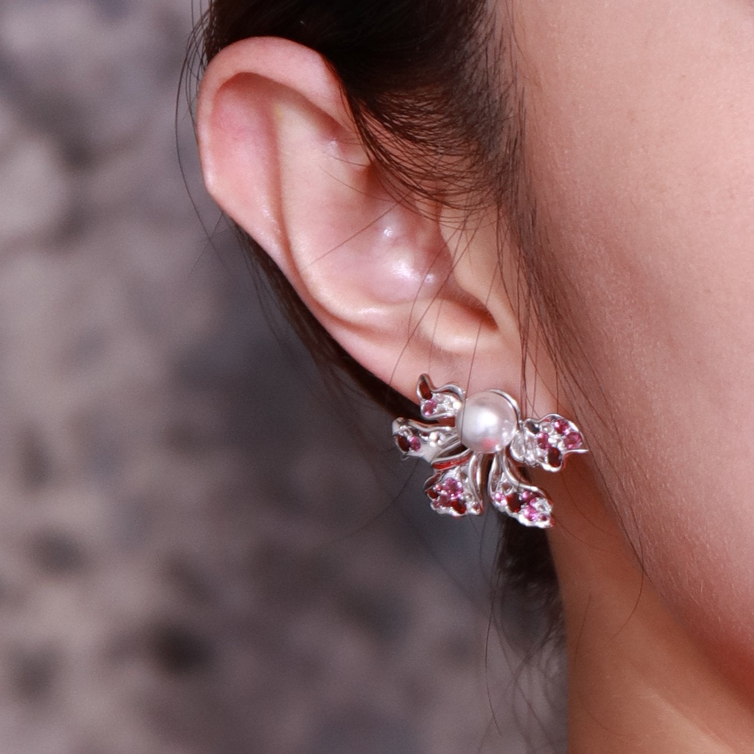 【BAUHINIA】925 Sterling Silver Pink & Purple Gemstone Earrings