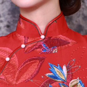 【PEONY】 100% Silk Crystal Cheongsam